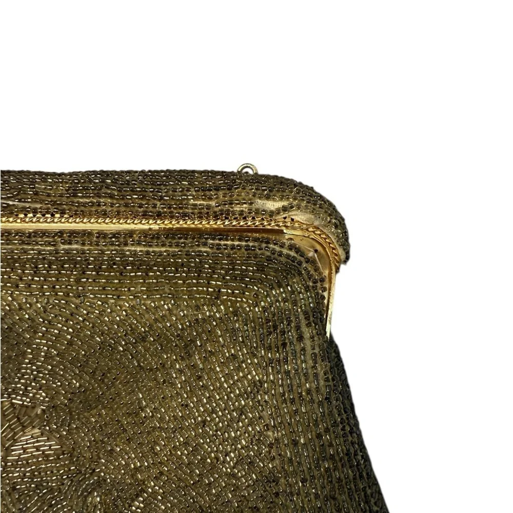VINTAGE BEADED Elegant Gold Evening Clutch